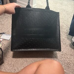 Embossed Black Tote Bag